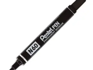 MARQUEUR PENTEL N60 PERMANENT POINTE BISEAUTÉE 3.9/5.7MM ENCRE À SOLVANT INDÉLÉBILE TOUS SUPPORTS CORPS MÉTAL NOIR