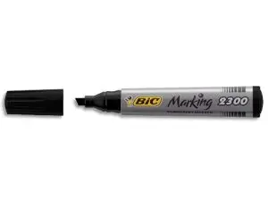 MARQUEUR BIC PERMANENT MARKING 2300 POINTE BISEAUTÉE TRACÉ 3/5MM CORPS PLASTIQUE ENCRE BASE ALCOOL COLORIS NOIR