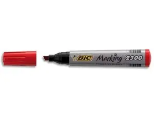 MARQUEUR BIC PERMANENT MARKING 2300 POINTE BISEAUTÉE TRACÉ 3/5MM CORPS PLASTIQUE ENCRE BASE ALCOOL COLORIS ROUGE