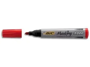 MARQUEUR BIC PERMANENT MARKING 2000 POINTE OGIVE TRACÉ 2.5MM CORPS PLASTIQUE ENCRE BASE ALCOOL COLORIS ROUGE
