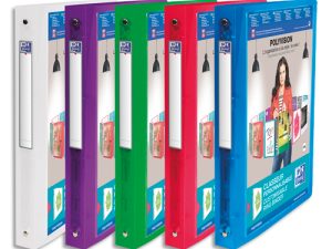CLASSEUR PERSONNALISABLE OXFORD POLYVISION 4 ANNEAUX 20MM POLYPROPYLÈNE DOS 30MM 150F POCHETTE CRISTAL TRANSLUCIDE