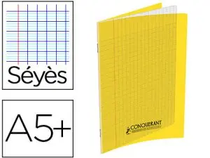 CAHIER CONQUÉRANT POLYPROPYLÈNE A5+ 17X22CM 140 PAGES 90G SÉYÈS COLORIS JAUNE