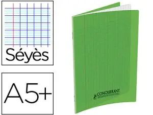 CAHIER CONQUÉRANT POLYPROPYLÈNE A5+ 17X22CM 140 PAGES 90G SÉYÈS COLORIS VERT