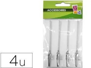 PINCE CROCODILE PIC À PHOTO MÉTALLIQUE 100MM POCHETTE 4 UNITÉS