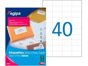 ÉTIQUETTE ADHÉSIVE APLI AGIPA IMPRIMANTE LASER COPIEUR 52.5X29.7MM COINS DROITS BOÎTE 4000 UNITÉS