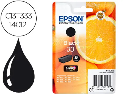 CARTOUCHE EPSON T3331 JET D'ENCRE ORANGE CLARIA COULEUR NOIR