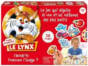 JEU MON PREMIER LYNX CONTIENT PLATEAU CIRCULAIRE 36 CARTES IMAGES ANIMAUX 1 BOÎTE À ASSEMBLER 2/4 JOUEURS