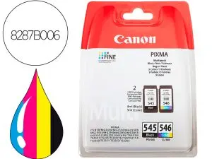 CARTOUCHE CANON JET D'ENCRE PACK PG-545 + CL-546 NOIR ET COULEURS 180P