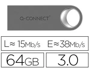 CLÉ USB Q-CONNECT 3.0 PREMIUM 64GB VITESSE LECTURE 38MB/S ÉCRITURE 15MB/S