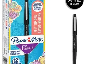 STYLO-FEUTRE PAPER MATE FLAIR ORIGINAL POINTE MOYENNE 1MM LONGUE DURÉE DE VIE COLORIS NOIR