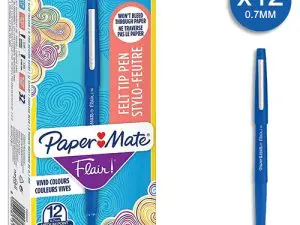 STYLO-FEUTRE PAPER MATE FLAIR ORIGINAL POINTE MOYENNE 1MM LONGUE DURÉE DE VIE COLORIS BLEU