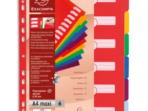 INTERCALAIRE EXACOMPTA POLYPROPYLÈNE 12/100E 6 TOUCHES A4+  COLORIS ASSORTIS