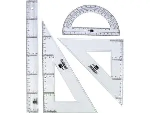 SET TRAÇAGE LIDERPAPEL 4 PIÈCES RÈGLE 30CM ÉQUERRES 45/60 DEGRÉS 25CM RAPPORTEUR 180 DEGRÉS 15CM TRANSPARENT