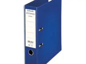CLASSEUR LEVIER ESSELTE CHROMOS PLUS A4 POLYPROPYLÈNE GRIFFES BLOCAGE DOS 80MM GRAND PORTE-ÉTIQUETTE COLORIS BLEU FONCÉ
