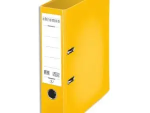 CLASSEUR LEVIER ESSELTE CHROMOS PLUS A4 POLYPROPYLÈNE GRIFFES BLOCAGE DOS 80MM GRAND PORTE-ÉTIQUETTE COLORIS JAUNE