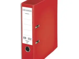 CLASSEUR LEVIER ESSELTE CHROMOS PLUS A4 POLYPROPYLÈNE GRIFFES BLOCAGE DOS 80MM GRAND PORTE-ÉTIQUETTE COLORIS ROUGE