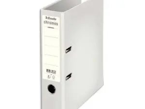 CLASSEUR LEVIER ESSELTE CHROMOS PLUS A4 POLYPROPYLÈNE GRIFFES BLOCAGE DOS 80MM GRAND PORTE-ÉTIQUETTE COLORIS BLANC