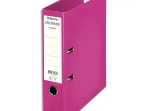 CLASSEUR LEVIER ESSELTE CHROMOS PLUS A4 POLYPROPYLÈNE GRIFFES BLOCAGE DOS 80MM GRAND PORTE ÉTIQUETTE COLORIS FUCHSIA