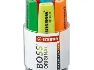 SURLIGNEUR STABILO BOSS TRACÉ 2/5MM POINTE BISEAUTÉE ENCRE UNIVERSELLE BASE EAU RÉSISTANTE LUMIÈRE POT 6 UNITÉS