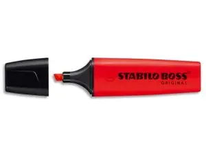 SURLIGNEUR STABILO BOSS TRACÉ 2/5MM POINTE BISEAUTÉE ENCRE UNIVERSELLE BASE EAU RÉSISTANTE LUMIÈRE COLORIS ROUGE