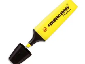 SURLIGNEUR STABILO BOSS TRACÉ 2/5MM POINTE BISEAUTÉE ENCRE UNIVERSELLE BASE EAU RÉSISTANTE LUMIÈRE COLORIS JAUNE
