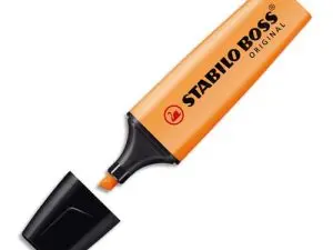 SURLIGNEUR STABILO BOSS TRACÉ 2/5MM POINTE BISEAUTÉE ENCRE UNIVERSELLE BASE EAU RÉSISTANTE LUMIÈRE COLORIS ORANGE