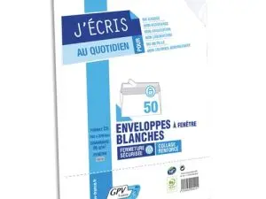 ENVELOPPE GPV ÉCONOMIQUE VÉLIN BLANC 75G DL 110X220MM ADHÉSIVE PAQUET 50 UNITÉS