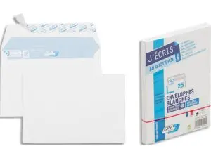 ENVELOPPE GPV VÉLIN BLANC 90G C6 114X162MM ADHÉSIVE FOND GRIS PAQUET 25 UNITÉS