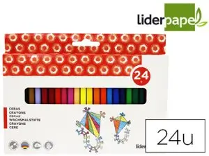 CRAYON CIRE LIDERPAPEL 115MM RÉSISTANT NON SALISSANT EFFAÇABLE ÉTUI CARTON 24 UNITÉS