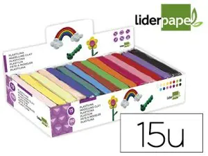 PÂTE À MODELER LIDERPAPEL VÉGÉTALE 15 COLORIS ASSORTIS ASSORTIMENT 15 PAINS DE 150G