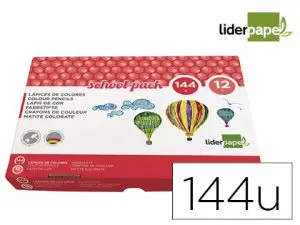 CRAYON COULEUR LIDERPAPEL MINE EXTRA-RÉSISTANTE 174.5MM ÉCRITURE DOUCE 12 COLORIS INTENSES SCHOOL PACK 144 UNITÉS