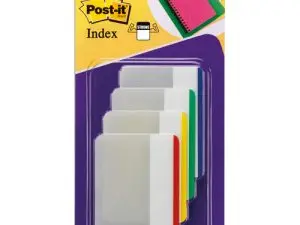 MARQUE-PAGES POST-IT INDEX RIGIDE LARGE 50X38MM 24F LOT 4 COLORIS