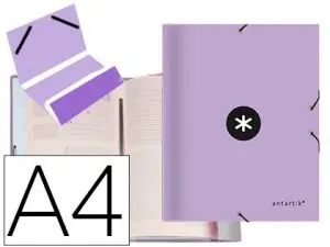 TRIEUR ANTARTIK CARTON REMBORDÉ A4+ 12 COMPARTIMENTS ÉLASTIQUES COLORIS LAVANDE