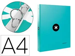 CLASSEUR ANTARTIK 4 ANNEAUX RONDS 25MM A4 CARTON REMBORDÉ COLORIS MENTHE