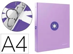 CLASSEUR ANTARTIK 4 ANNEAUX RONDS 25MM A4 CARTON REMBORDÉ COLORIS LAVANDE