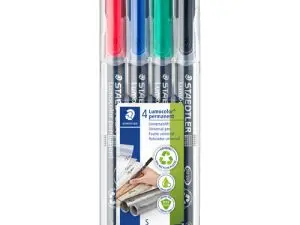 STYLO-FEUTRE STAEDTLER LUMOCOLOR PERMANENT POINTE EXTRA FINE MULTI-SUPPORTS SÉCHAGE IMMÉDIAT RÉSISTANT EAU POCHETTE 4U