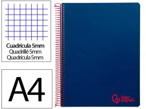 CAHIER SPIRALE LIDERPAPEL A4 MICRO WONDER 240 PAGES 90G    5X5MM 4 TROUS 5 BANDES        COULEURS BLEU MARINE