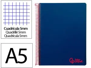 CAHIER SPIRALE LIDERPAPEL A5 MICRO WONDER 240 PAGES 90G    5X5MM 6 TROUS 5 BANDES        COULEURS BLEU MARINE