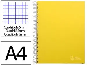 CAHIER SPIRALE LIDERPAPE JOLLYCOUVERTURE CONTRECOLLÉE A4 280P 75G/M2 5X5MM MICROPERFORÉ 4 TROUS COLORIS JAUNE
