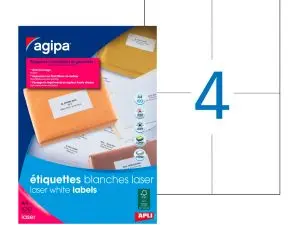 ÉTIQUETTE ADHÉSIVE APLI AGIPA IMPRIMANTE LASER COPIEUR 105X148.5MM BOÎTE 400 UNITÉS
