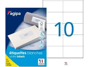 ÉTIQUETTE ADHÉSIVE APLI AGIPA MULTI-USAGE 105X57MM TOUTE IMPRIMANTE BOÎTE 1000 UNITÉS