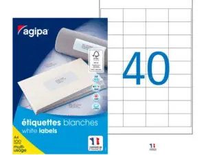 ÉTIQUETTE ADHÉSIVE APLI AGIPA MULTI-USAGE 48.5X25.4MM TOUTE IMPRIMANTE BOÎTE 4000 UNITÉS