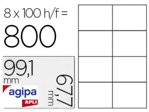 ÉTIQUETTE ADHÉSIVE APLI AGIPA MULTI-USAGE 99.1X67.7MM TOUTE IMPRIMANTE BOÎTE 800 UNITÉS