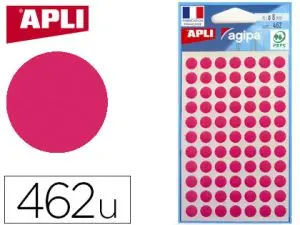 PASTILLE ADHÉSIVE APLI AGIPA DIAMÈTRE 8MM PERMANENTE COLORIS ROSE POCHETTE 462 UNITÉS