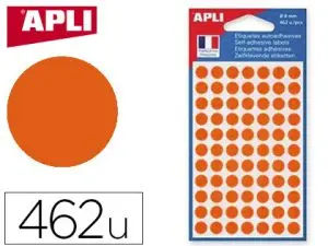 PASTILLE ADHÉSIVE APLI AGIPA DIAMÈTRE 8MM PERMANENTE COLORIS ORANGE POCHETTE 462 UNITÉS
