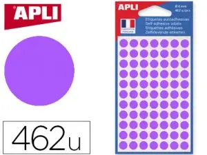 PASTILLE ADHÉSIVE APLI AGIPA DIAMÈTRE 8MM PERMANENTE COLORIS VIOLET POCHETTE 462 UNITÉS