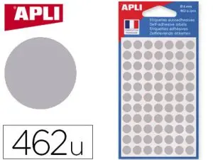 PASTILLE ADHÉSIVE APLI AGIPA DIAMÈTRE 8MM PERMANENTE COLORIS ARGENT POCHETTE 308 UNITÉS