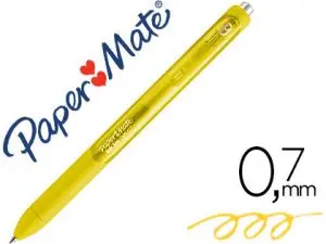 STYLO-BILLE PAPER MATE INKJOY GEL RÉTRACTABLE ÉCRITURE MOYENNE 0.7MM ENCRE DOUCE GRIP COLORIS JAUNE