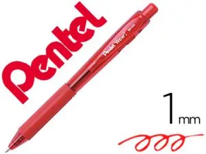 STYLO-BILLE PENTEL WOW POINTE 1MM RÉTRACTABLE GRIP CAOUTCHOUC CORPS TRIANGULAIRE ERGONOMIQUE ENCRE COLORIS ROUGE
