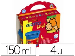 GOUACHE DOIGT GIOTTO BE-BÈ COLORIS BRILLANTS ASSORTIS BASE EAU POT 150ML SET 4 UNITÉS